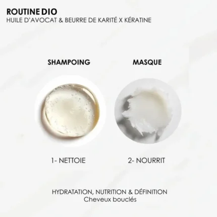 Texture du masque et du shampoing huile d’avocat RoseBaie