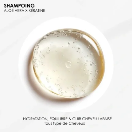 Texture du Shampoing Kératine Aloe Vera mousse douce