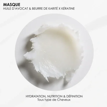 Texture du masque cheveux bouclés huile d’avocat RoseBaie